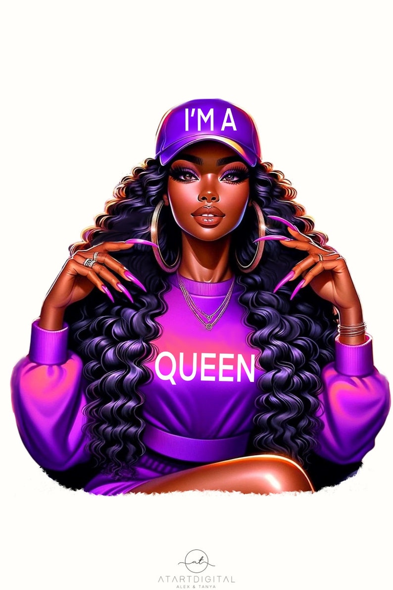 Black Queen, Digital Downloads, Black Girl PNG, Ready to Press Sublimation Design for Women, Print on Demand, Girl Power Birthday Queen
