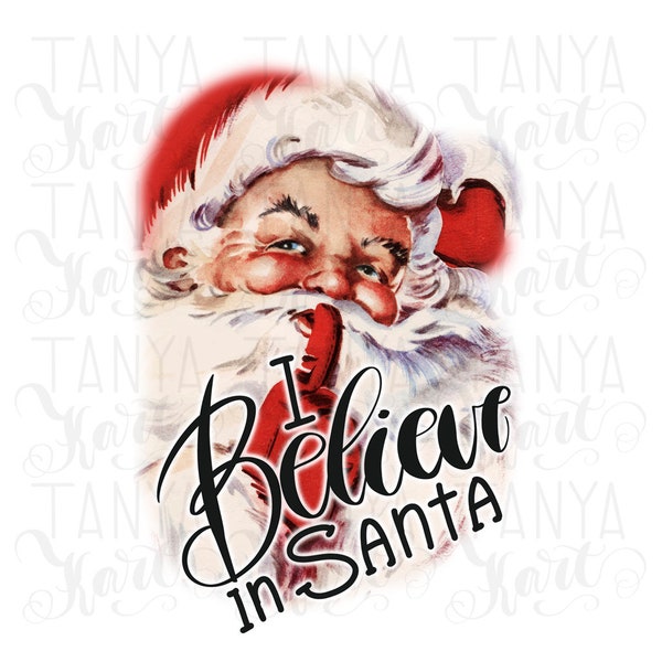 Santa Png Sublimation Design Downloads, Vintage Christmas Png Instant Download, Santa Believe Png, Retro Santa Claus Png Holiday Sublimation