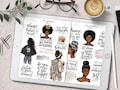 Motivational GoodNotes Stickers for Digital Planners, Melanin Woman, Motivation Afro Girl, Manifestation Image, Empowerment Stickers,
