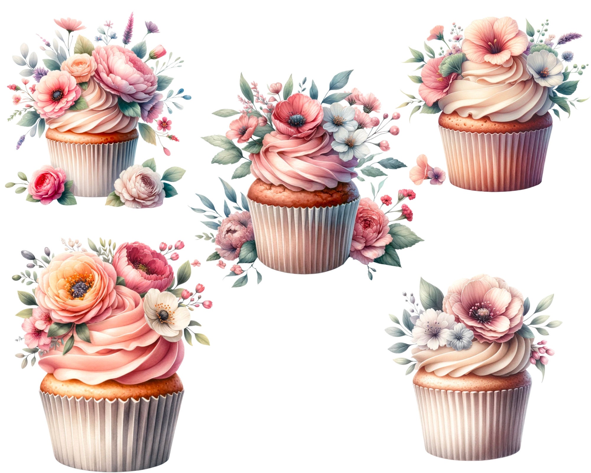 Watercolor Cupcake Png Clipart,digital Instant Download for ...