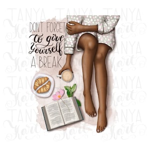 Guten Morgen, Design-Download, Morgenkaffee, Mode-Illustration, Frau mit Kaffee, Morgenspruch, Designs für Tassen, T-Shirt-Design