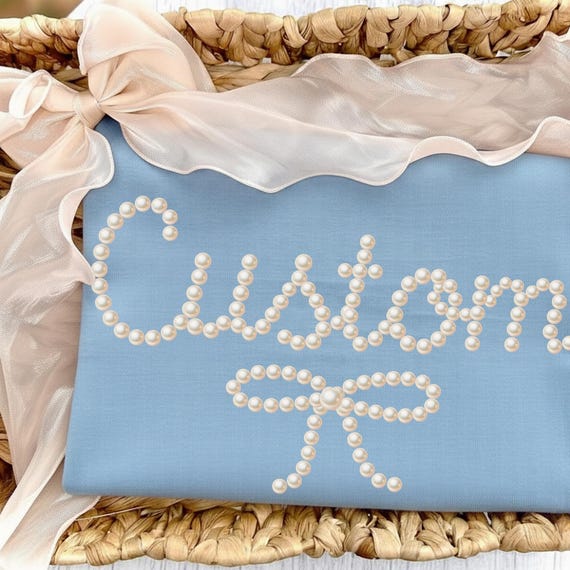 Custom Name Pearl PNG | Personalized Sublimation Design | Faux Pearl Bow Coquette Aesthetic | Preppy Name Digital Download | Pearl Alpha