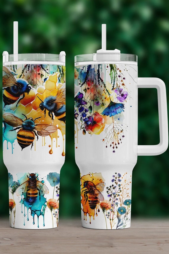 Bee Tumbler Wrap 40 Oz Quencher, Sublimation Design, Gift for Mom Png,  Tumbler Png File, Png Digital Download, 40 Oz Tumbler Wrap 