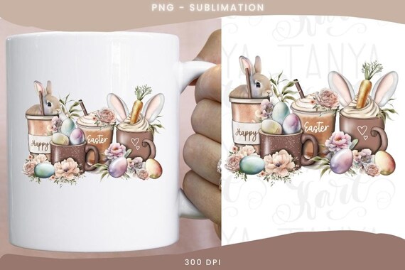 Spring Mug - Spring Quoste - Personalized Easter Bunny in Spring Floral Mug  2024
