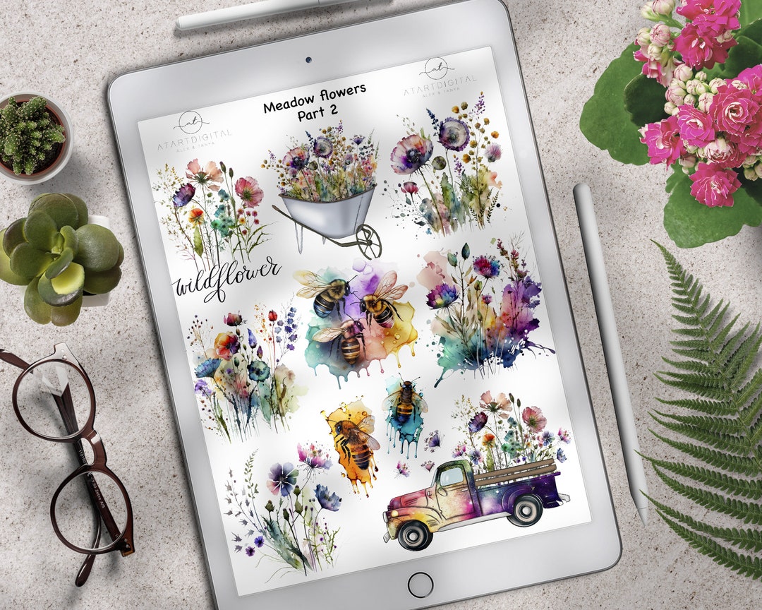 Wildflowers Spring Goodnotes Stickers, Floral Goodnotes Stickers