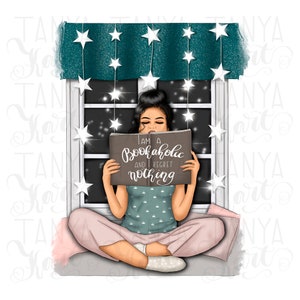 Sublimations Designs, Design für T-Shirt, Png für Sublimation, Druckdesign, lesendes Mädchen, Sublimation Png, literarisches Design, Buchliebhaber Png