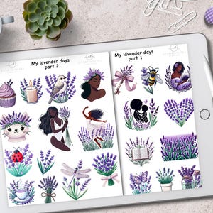 Lavender Days Digital Stickers, Spring Stickers, Flowers Stickers, Digital Scrapbooking, Digital Junk Journal, GoodNotes Stickers,
