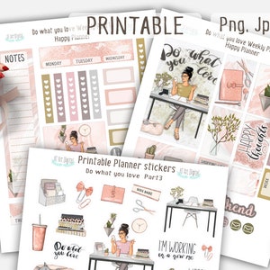Glückliche Planer Aufkleber, Wochenaufkleber, Planner Girl, druckbare Aufkleber, Planner Girl, Boss Babe, Planer Aufkleber, rosa Planer, Mode