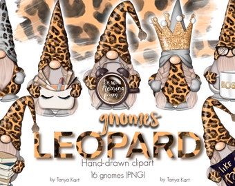 Leopard Gnome PNG Clipart: Planner Stickers (Digital Download)