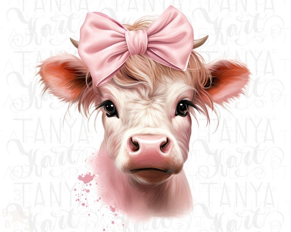 Little Pink Cow PNG Digital Download for Sublimation Prints and T