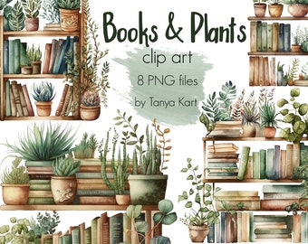 Book Lover Png Clipart Bookworm Clipart, Books And Plants, Bookish Illustration, Watercolor Books, Stack Of Books, Vintage Book Clipart