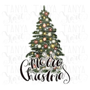Merry Christmas Tree PNG for Sublimation, Instant Download Designs, Christmas PNG Sublimation Designs Downloads, Digital Illustration
