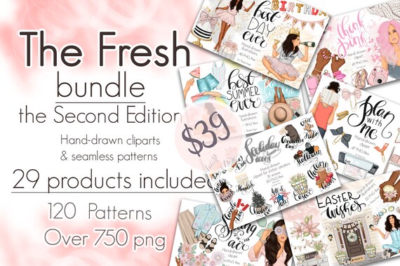Download Spring Clipart Bundle Watercolor Digital Paper Sale Hand Etsy