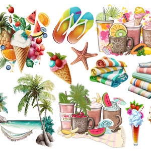 Summer Fashion Girl, Beach Girl Clipart, Summer Png Clipart, Fruits Png Clipart, African American, Stickers For Planner, Png For Sublimation