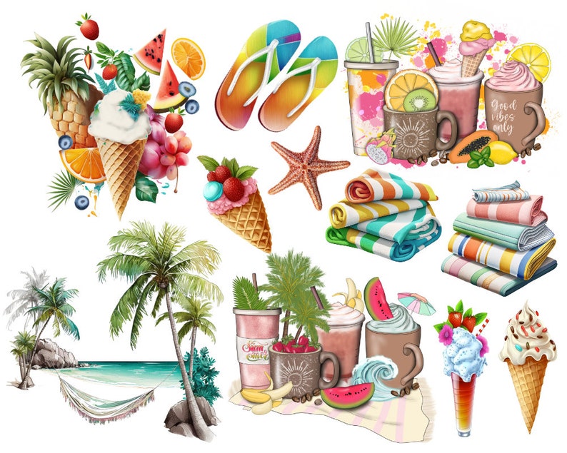 Summer Fashion Girl, Beach Girl Clipart, Summer Png Clipart, Fruits Png Clipart, African American, Stickers For Planner, Png For Sublimation