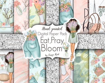 Eat Pray Bloom, Spring Colors, Bloom Patterns, Spring Patterns, Planner Supplies, Blossom Digital, Flowers Digital, Floral Digital Paper