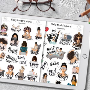 Daily To Do's Goodnotes Stickers, Digital Planner, Adult Routine, Goodnotes 5, IPad Planner Stickers, Daily Icons