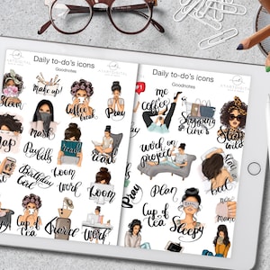 Daily To Do's Goodnotes Stickers, Digital Planner, Adult Routine, Goodnotes 5, IPad Planner Stickers, Daily Icons