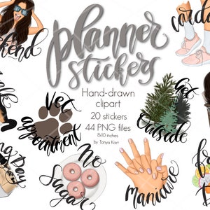 Klistermärkesskapare, DIY-planerare Clipart och utskrivbara klistermärken för Planner Girls, Plannertillbehör, Klistermärkesillustrationer, Funktionella klistermärken bild 1