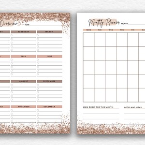 Monthly Planner Page, GoodNotes Page, Yearly Overview,Monthly Planner,Yearly Planner,Digital Inserts, Planner Template, Planner Digital Page