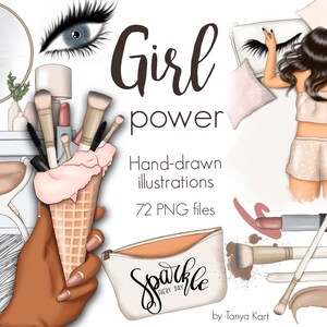 Makeup PNG Clipart: Fashion Girl Power Illustrations (72 Files) image 1