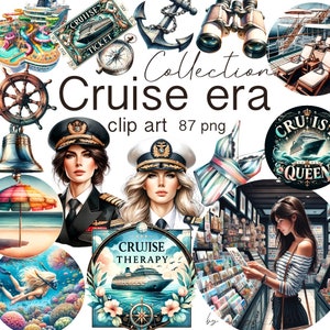 Ocean Adventure Bundle - Cruise Travel Clipart, Watercolor Clipart for Commercial Use, Cruise Crew Shirt, Family Vacation, Cruise Life PNG