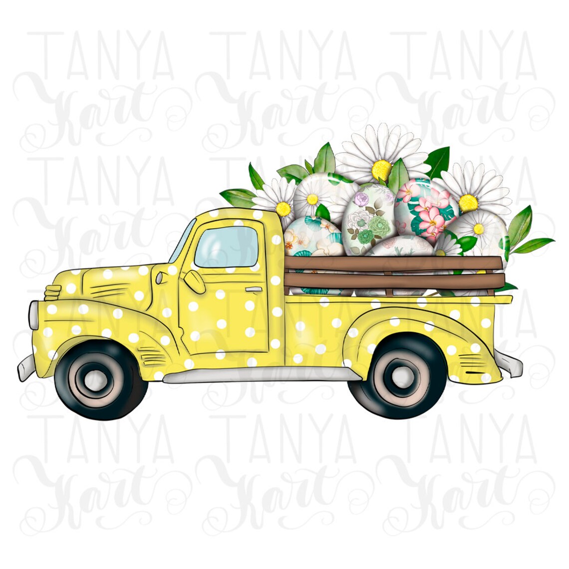 Truck With Eggs Sublimation File Spring Time Eggs Easter - Etsy