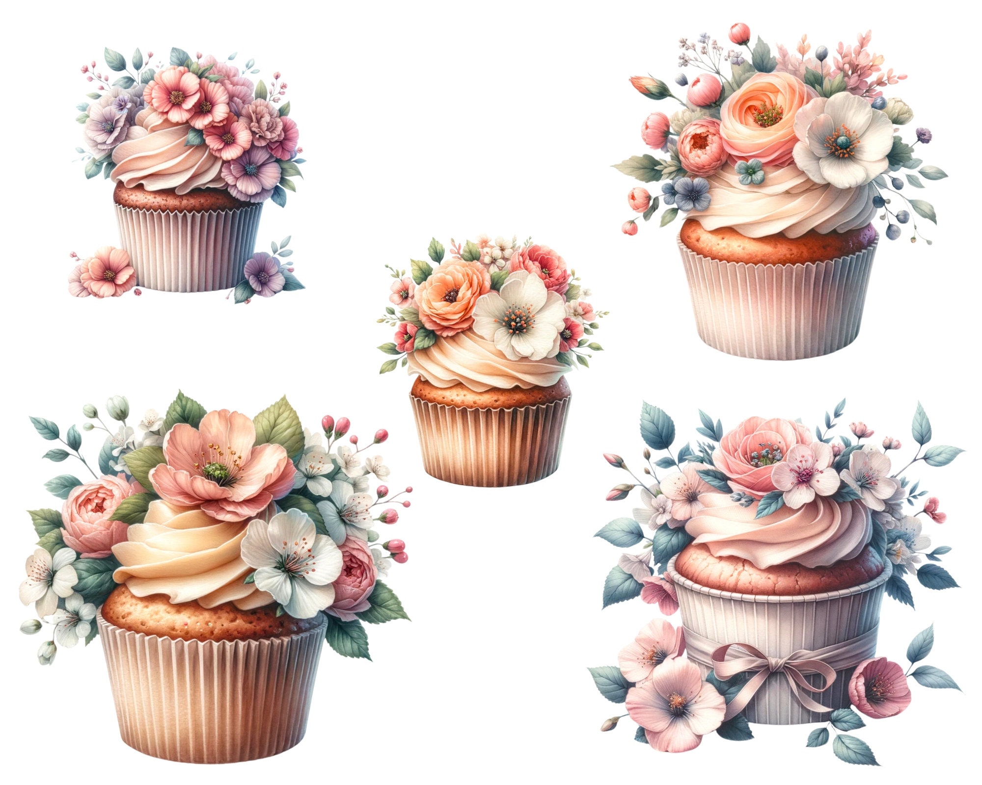 Watercolor Cupcake Png Clipart,digital Instant Download for ...