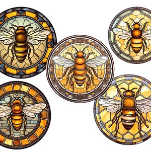 Honey Bees Png Stained Glass Clipart, Printable Digital Download for Sublimation, Junk Journals - Instant PNG Clipart for Commercial Use image 5