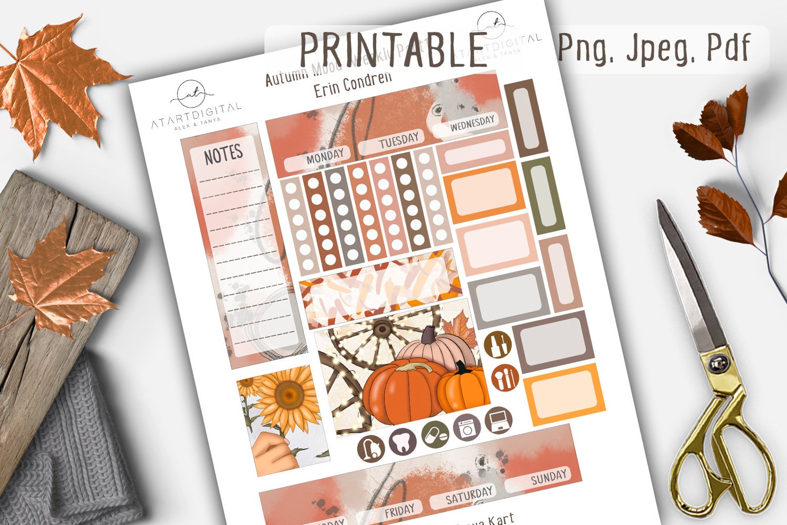 Erin Condren Stickers Autumn Stickers Weekly Kit Printable - Etsy