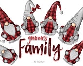 Red Buffalo Plaid, Christmas Clipart, Family Gnomes Creator, Nordic Gnomes, Buffalo Plaid Gnomes, Christmas Gnomes, Family Gnomes
