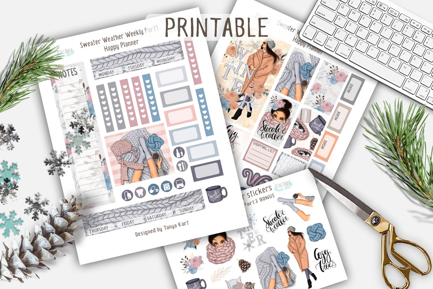 Happy Planner Weekly Winter Stickers Printable Stickers | Etsy