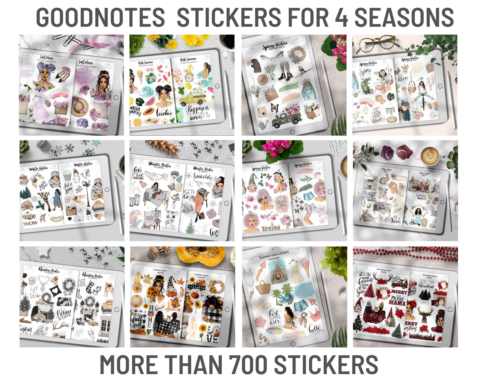 Seasonal Digital Planner Stickers Bundle for Goodnotes Planning, Pre ...