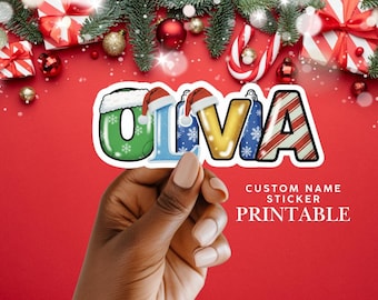 Personalized Christmas Labels, Custom Name Tag for Gift Boxes , Name Printable Sticker, Personalizable Design
