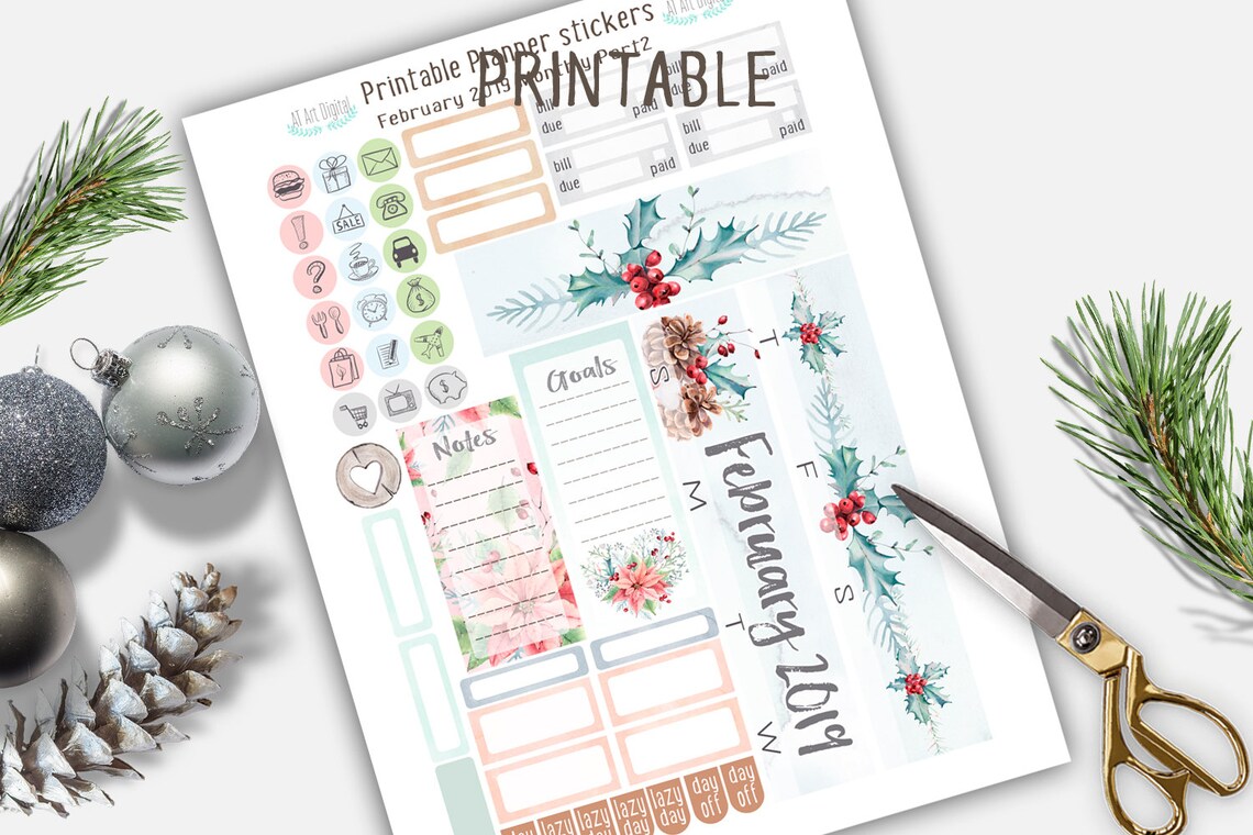 Planner Stickers February Monthly Kit Winter Stickers Life - Etsy