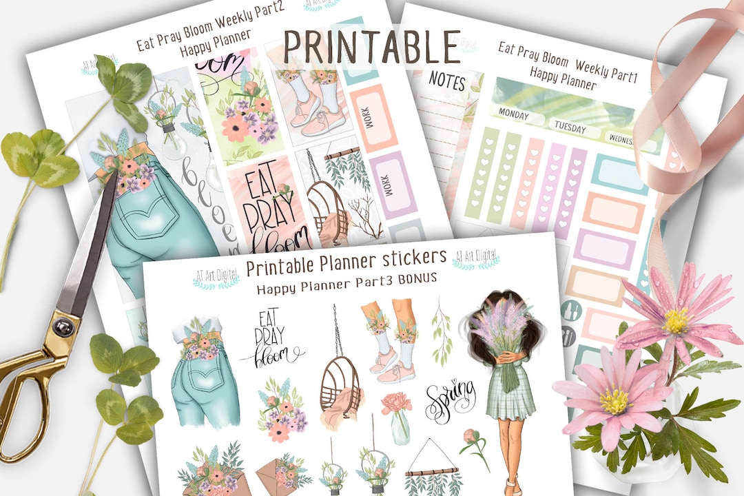 Happy Planner Stickers, Spring Stickers, Weekly Stickers, Floral ...