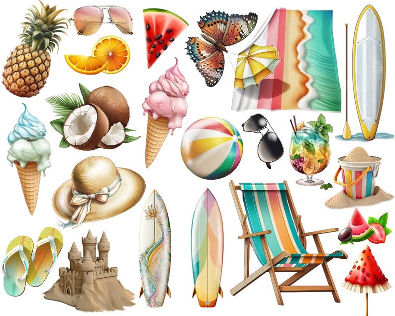 Summer Fashion Girl, Beach Girl Clipart, Summer Png Clipart, Fruits Png Clipart, African American, Stickers For Planner, Png For Sublimation