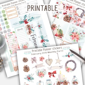Planner Stickers, February Monthly Kit, Winter Stickers, Life Planner ...