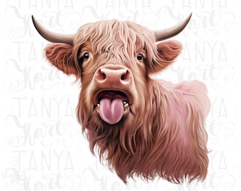 Funny Moody Cow Sublimation Design | Digital Download for Printable Graphic Art, Western Cow Head Artwork | Funny Heifer Printable Design