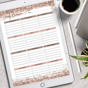 Monthly Planner Page, GoodNotes Page, Yearly Overview,Monthly Planner,Yearly Planner,Digital Inserts, Planner Template, Planner Digital Page