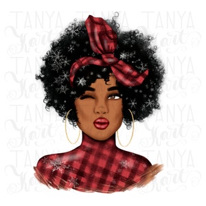Afro Png, Scozzese Buffalo Rosso, Donna Natalizia, Design Sublimatico, Scozzese Buffalo Png, Design Digitale, Sublimazione Png, Sublimazione Natalizia