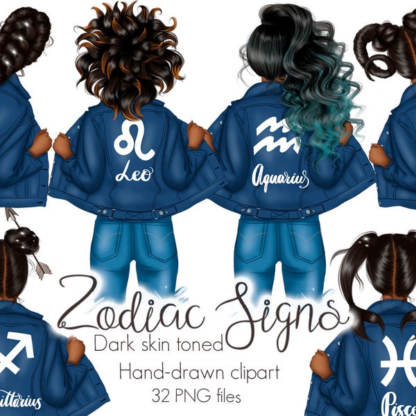 Zodiac Signs Png, Horoscope Png, Dark Skin Toned, Astrology Clipart, Leo, Scorpio, Zodiac Girl Clipart, Png Digital Zodiac, Gemini