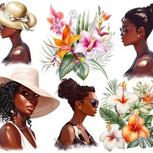 Summer Fashion Girl, Beach Girl Clipart, Summer Png Clipart, Fruits Png Clipart, African American, Stickers For Planner, Png For Sublimation
