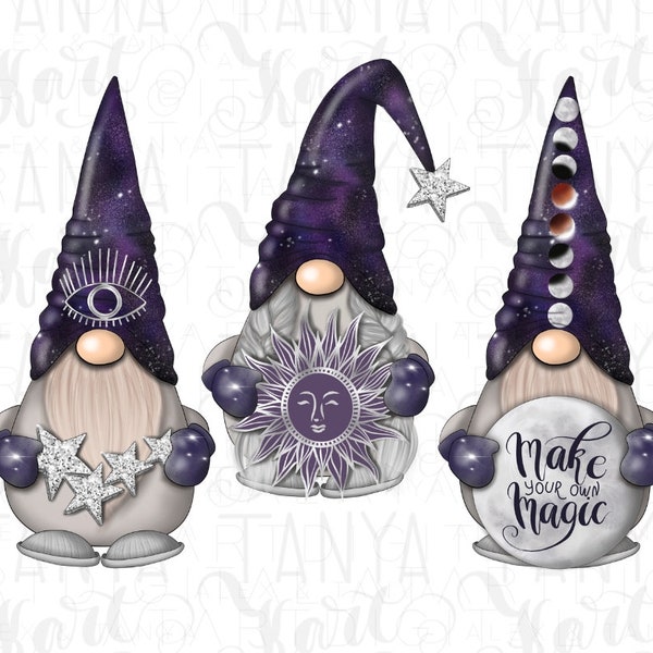 Nordic Gnomes, Galaxy Gnomes, Magic Star Gnomes, Whimsical Design, Mug Designing, Sublimation File, Celestial Gnomes, Png Sublimation