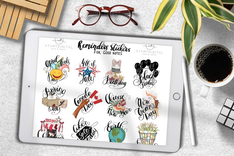 To Do Stickers, Reminders Icons, Notability Planner, iPad Pro, Holidays Stickers, Goodnotes Planner, Dark Skin Toned, Best Digital Planner