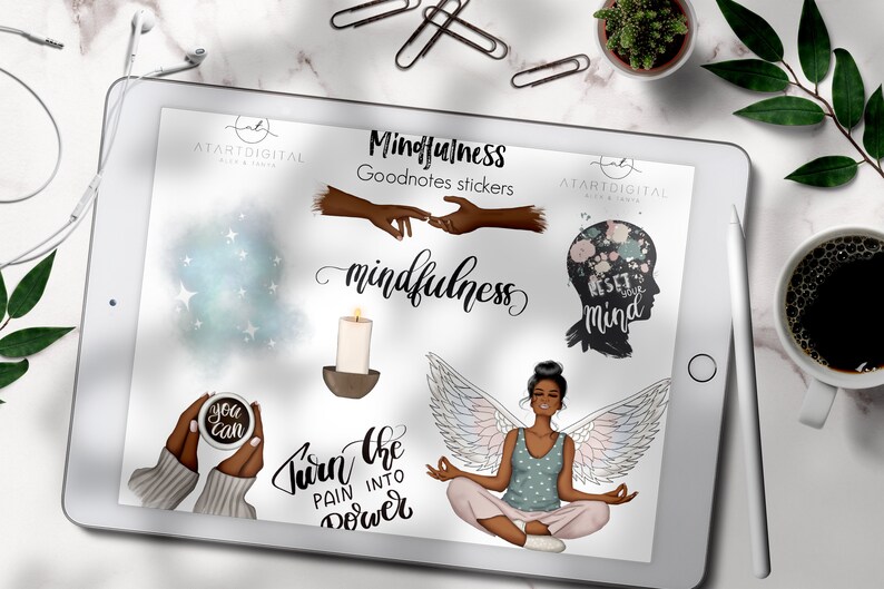 Mental Self Care Digital Stickers for Goodnotes Planner, African ...