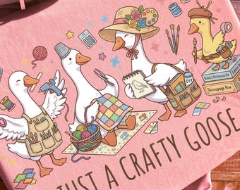 Crafty Goose PNG | 編み物 キルティング 昇華 | レトロメーカー クリップアート | Just a Crafty Goose DTG | 裁縫＆アーティストギフト デジタルダウンロード