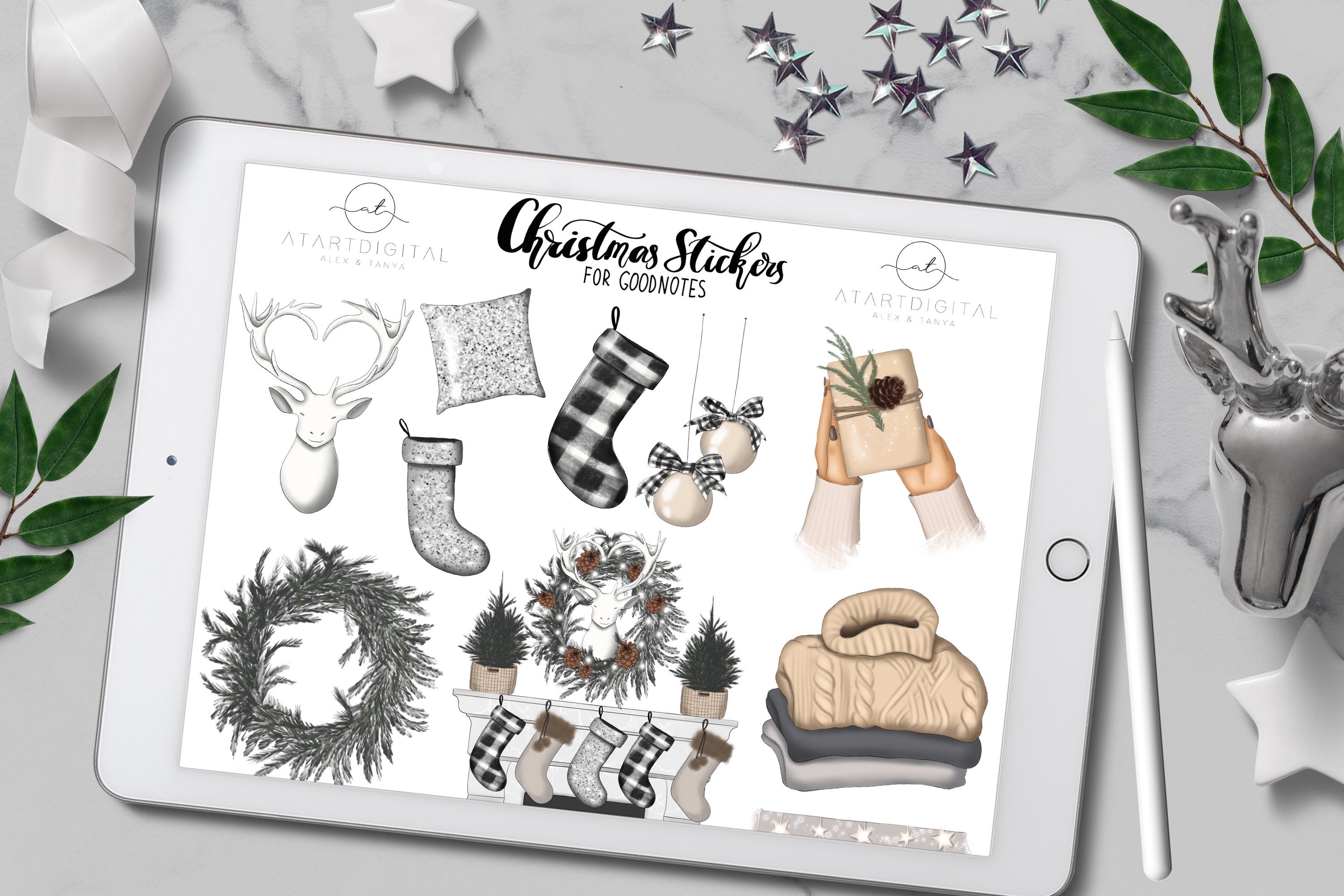 Christmas Digital Stickers Goodnotes Winter Stickers Kit - Etsy