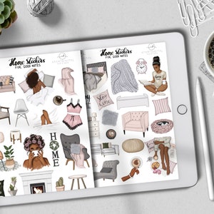 Adesivi per la casa Goodnotes Planner, adesivi per mobili, kit Goodnotes, pianificatore digitale, icone afro, icone promemoria, iPad Pro, adesivi Goodnotes