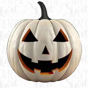 White Jack-o-lantern PNG: Spooky and Cute Halloween Pumpkin Decor ...